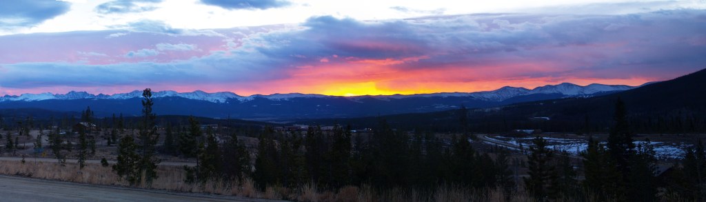 Sunrise over the Indian Peaks from Snow Mountain Ranch